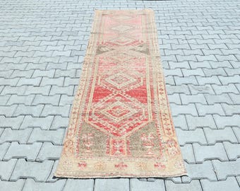 3x10 Turkish Rug,Runner Rug,3x10 Vintage Rug,Handmade Runner,3x10 Runner Rug,Kitchen Rug,Turkish Runner Rug,Hallway Rug,Entryway Rug,M581