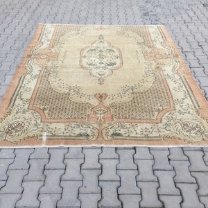 Oushak Rug,Turkish Rug,Vintage Rug,Handmade Area Rug,Vintage Turkish Rug,Anatolian Rug,Oushak Area Rug,Bohemian Rug,For Living Room Rug,S324