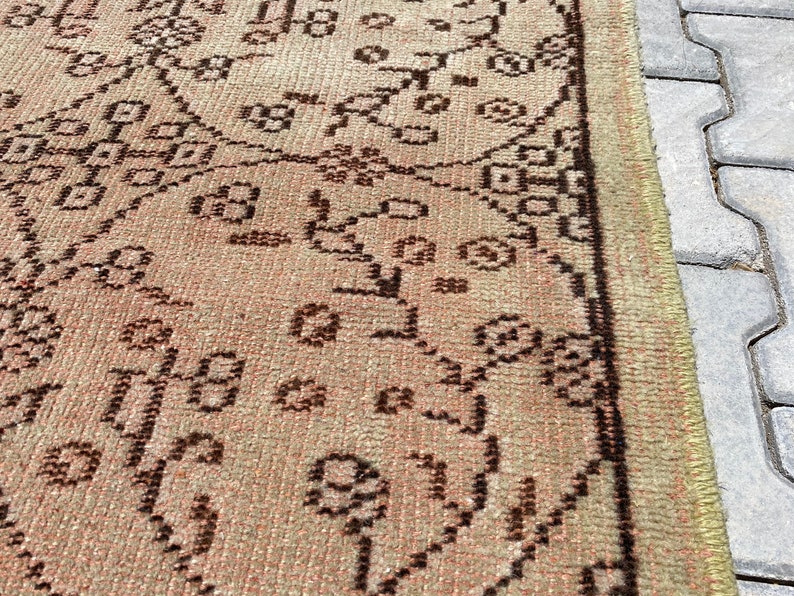 Faded Rug Bedroom Rug Vintage Rug Organic Rug 3x6.7 ft Handmade Rug Turkish Rug Oushak Rug Wool Rug Area Rug Oriental Rug