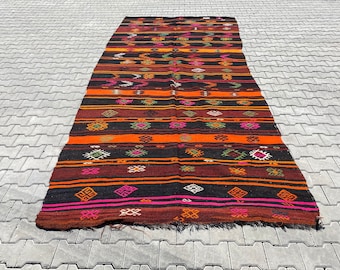 Tapete kilim turco tapete de cânhamo tapete kilim tapete turco tapete vintage, 6,2 x 12,6 pés, 190 x 385 cm, Anatólia.hemp kilim