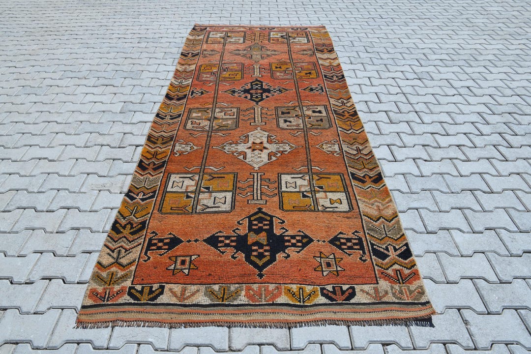 4x12 Oushak Runner Rug, 4x12 Vintage Turkish Runner, Long Kitchen ...