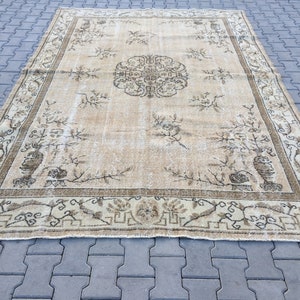 7x10 Area Rug,Turkish Area Rug,7x10 Rug,Turkish Rug,Oushak Rug 7x10,Vintage Rug,Vintage Rug 7x10,Turkish Rug 7x10,Vintage Turkish Rug,S393