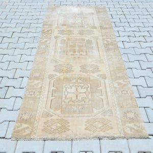 3 x 9 loper, Oushak-vloerkleed, vloerkleed keuken, 3 x 9-tapijt, Turks tapijt 3 x 9, Turks loper, vintage loper, boho-tapijt, loper, B3441