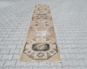 3x12 Runner Rug, Turkish Runner Rug, Vintage Runner, 3x12 Vintage Rug, Handmade Runner Rug, Boho Runner, 3x12 Turkish Runner, 3x12 Rug,B2966