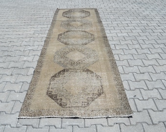 Tappeto turco lungo, tappeto da corridoio boho, tappeto da ingresso, tappeto da corridoio in lana, tappeto da corridoio unico, tappeto da corridoio Oushak, tappeto da corridoio vintage, tappeto turco, B3164
