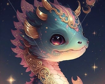 Dragon Digital download - Year of the Dragon 2024 - Chinese Zodiac Animals Anime Japanese Junichi - AI Art Print Printable Image photo PNG