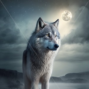 Digital Download Alexander Archipelago Wolf Grey With Moon - Etsy