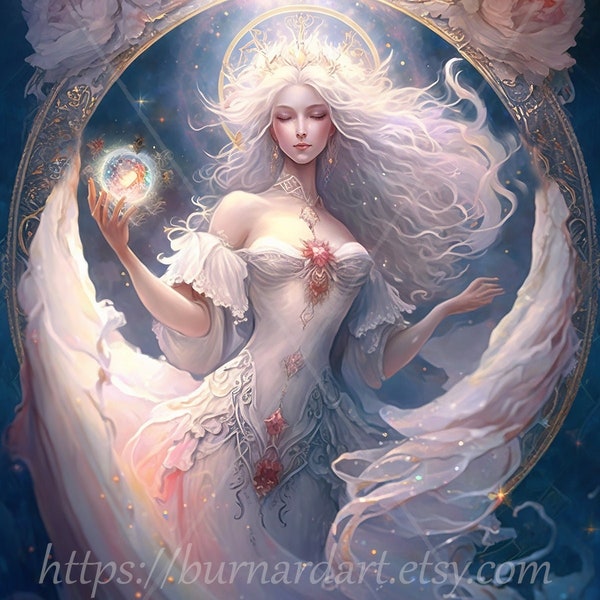 Téléchargement numérique - Ethereal Love Goddess Spiritual - AI Generated Art Print Printable Poster Image Stock photo PNG