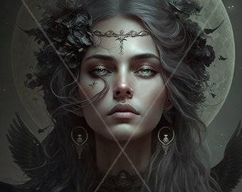 Black Moon Lilith Digital download - Astrology Zodiac - AI Art Print Printable Image stock photo PNG