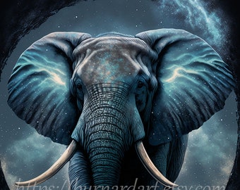 Digital download - Elephant Spirit Animal - AI Generated Art Print Printable Poster Image Stock Photo PNG