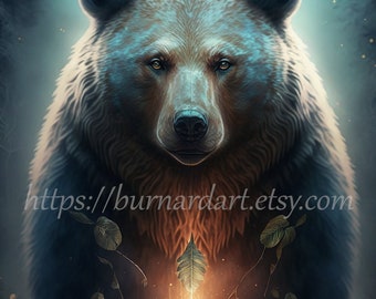 Téléchargement numérique - Bear Spirit Animal - AI Generated Art Print Printable Poster Image Stock Photo PNG