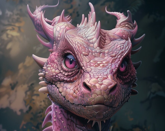 Pink Dragon Digital Download Mythical Medieval Serpents Dragons AI Art ...