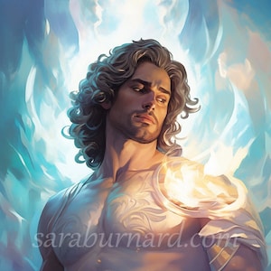 Äther Digitaler Download - Gott des Lichts - Griechische Mythologie - AI Kunstdruck druckbares Poster Bild Lagerfoto PNG
