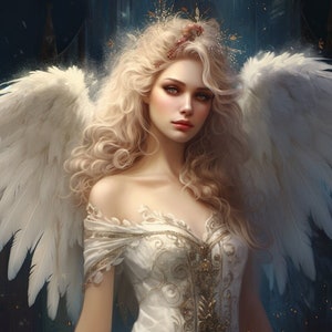 Angel Digital download - With wings - Fantasy - AI Art Print Printable Poster Image stock photo PNG