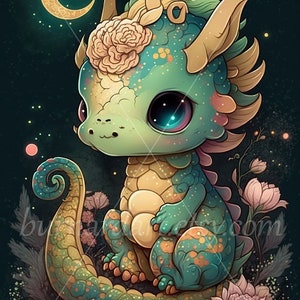 Dragon Digital download - Year of the Dragon 2024 - Chinese Zodiac Animals Anime Japanese Junichi - AI Art Print Printable Image photo PNG