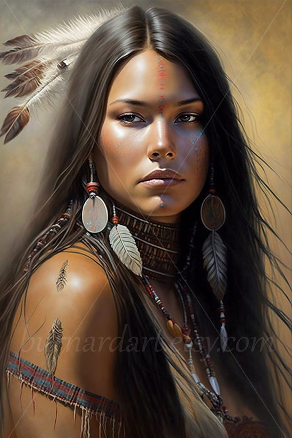 Muskogee Creek Native American Woman Digital Download AI Art Print