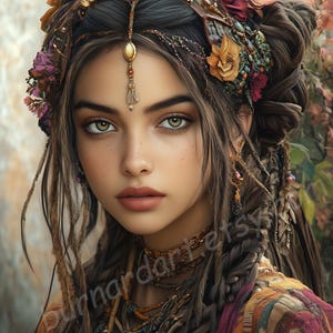 Earth Gaia Göttin - Digitaler Kunstdruck Download - Fantasy Porträt - AI druckbare Wandkunst - Foto JPG