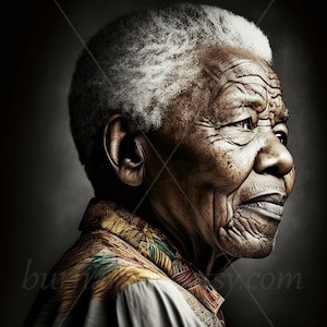 Digital download - Nelson Mandela Portrait South Africa - AI Generated Art Print Printable Poster Image Stock photo PNG