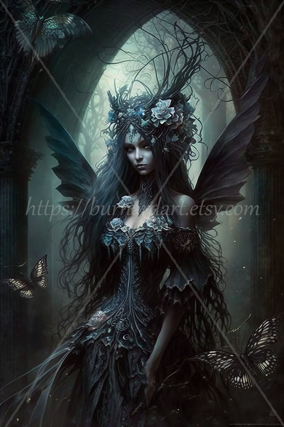 Dark Fairy Digital Download Gothic Fantasy AI Art Print - Etsy