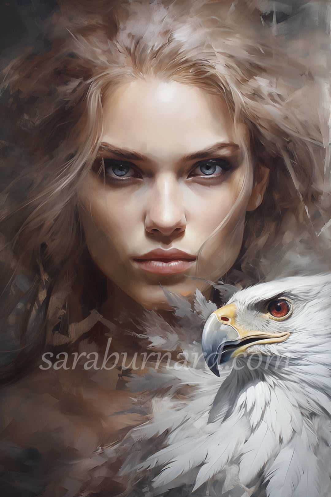 Eagle Woman Digital Download Fantasy Bird Portrait AI Generated Art
