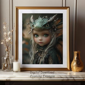 Dragon Child - Digital Print Download - Mythical Fantasy Portrait - AI Printable Wall Art Photo JPG