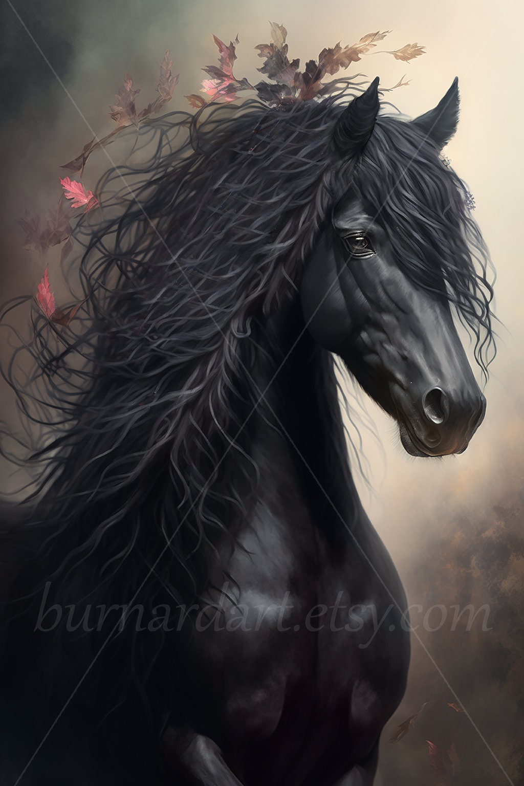 Digital Download Black Horse AI Generated Art Print Etsy UK