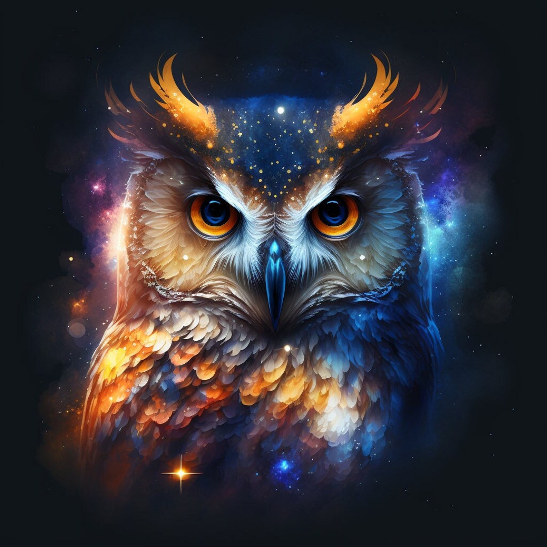 Digital Download Cosmic Wise Owl Spirit Animal AI Generated Art Print  Printable Poster Image Stock Photo PNG - Etsy