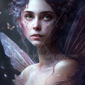 Pixie Girl with Wings Digital download - Pixies Fantasy - AI Printable Wall Art - Stock photo PNG