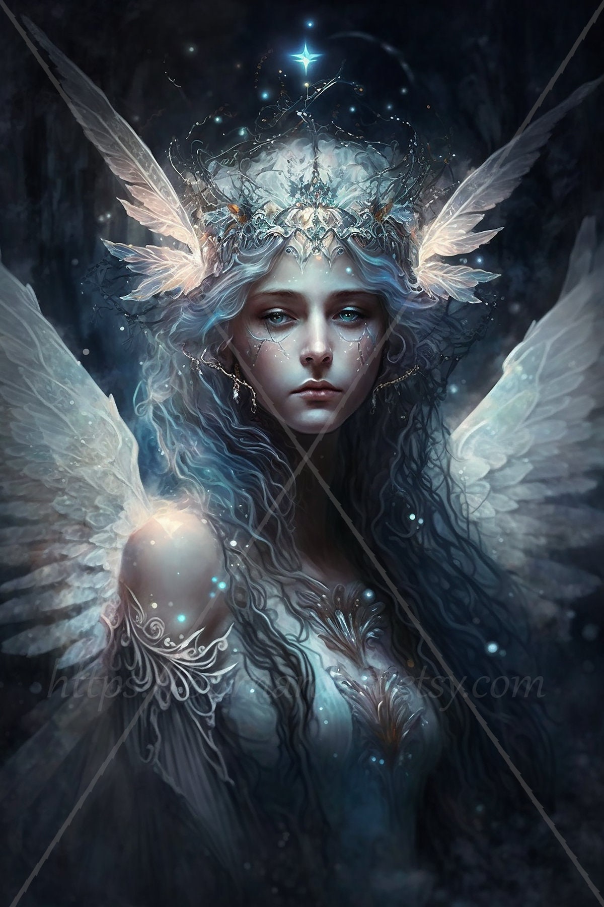 Fairy Digital download - Angelic Fantasy - AI Printable Wall Art - Stock photo PNG