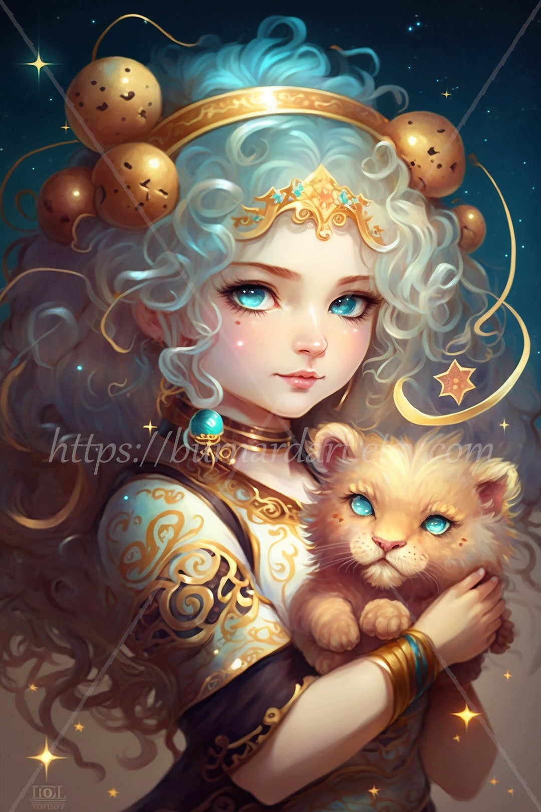 Leo Anime Digital Download Astrology Zodiac Kawaii Japanese Sun Moon Rising Ascendant Big 3 AI