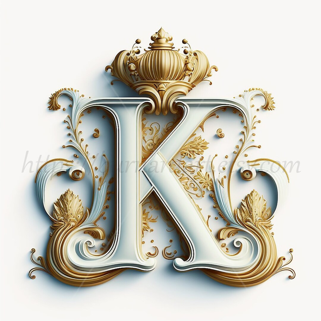 Digital Download Letter K Crown on Whitish Background Alphabet Digital Download Letter K Crown on Whitish Background Alphabet