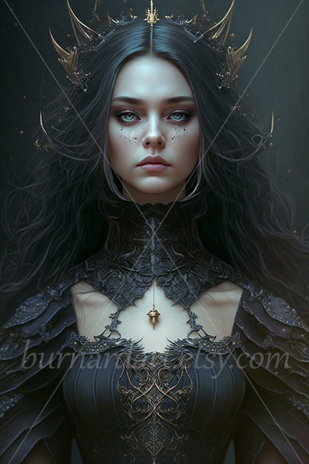 Gothic Queen Digital Download Crown Monarch Royalty Fantasy AI Art ...