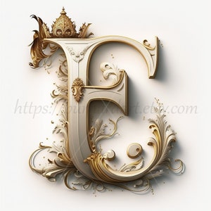 Descarga digital - Letra E Corona sobre fondo blanquecino Monograma de iniciales del alfabeto - Imagen de archivo PNG generada por IA para imprimir