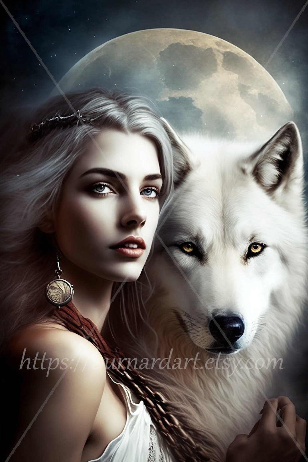 Digital Download Beautiful Fair-haired Woman With a White - Etsy