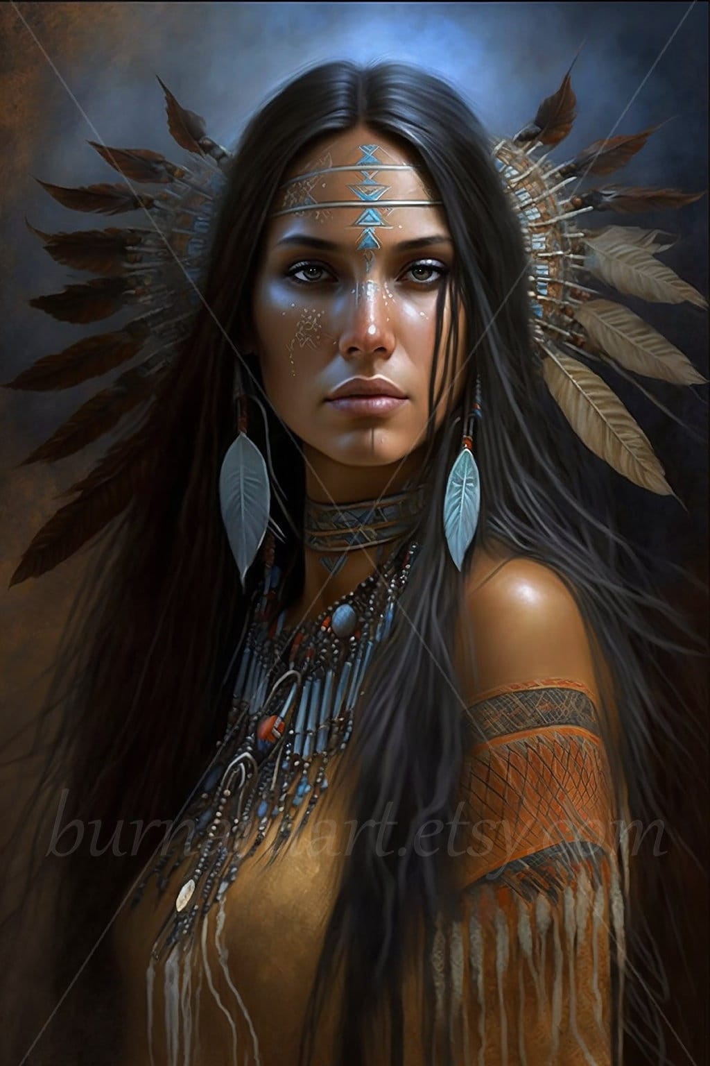 Muskogee Creek Native American Woman Digital Download AI Art Print