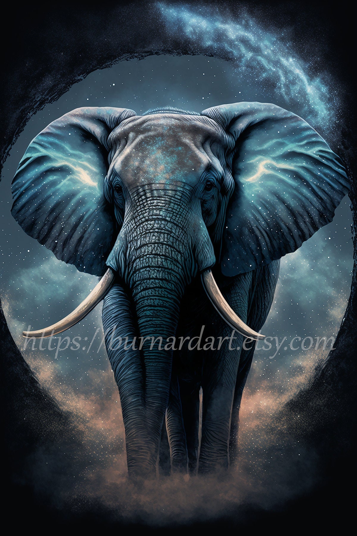 Digital download - Elephant Spirit Animal - AI Generated Art Print Printable Poster Image Stock Photo PNG