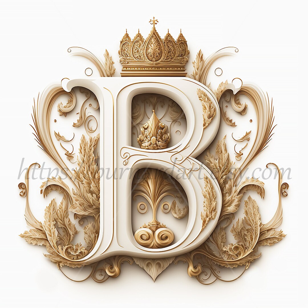 Digital Download Letter B Crown On Whitish Background Alphabet 
