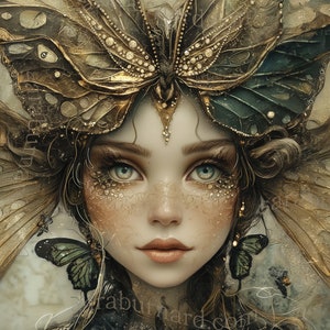 Butterfly Fairy Digital download - Portrait Fantasy Woman - AI Printable Wall Art - Stock photo JPG