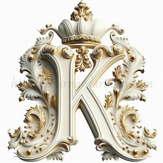 Digital Download Letter K Crown on Whitish Background Alphabet Initials  Monogram AI Generated Art Print Printable Image Stock Photo PNG - Etsy