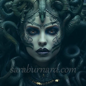 Medusa Digital download - Greek Mythology Gorgon - AI Art Print Printable Poster Image stock photo PNG