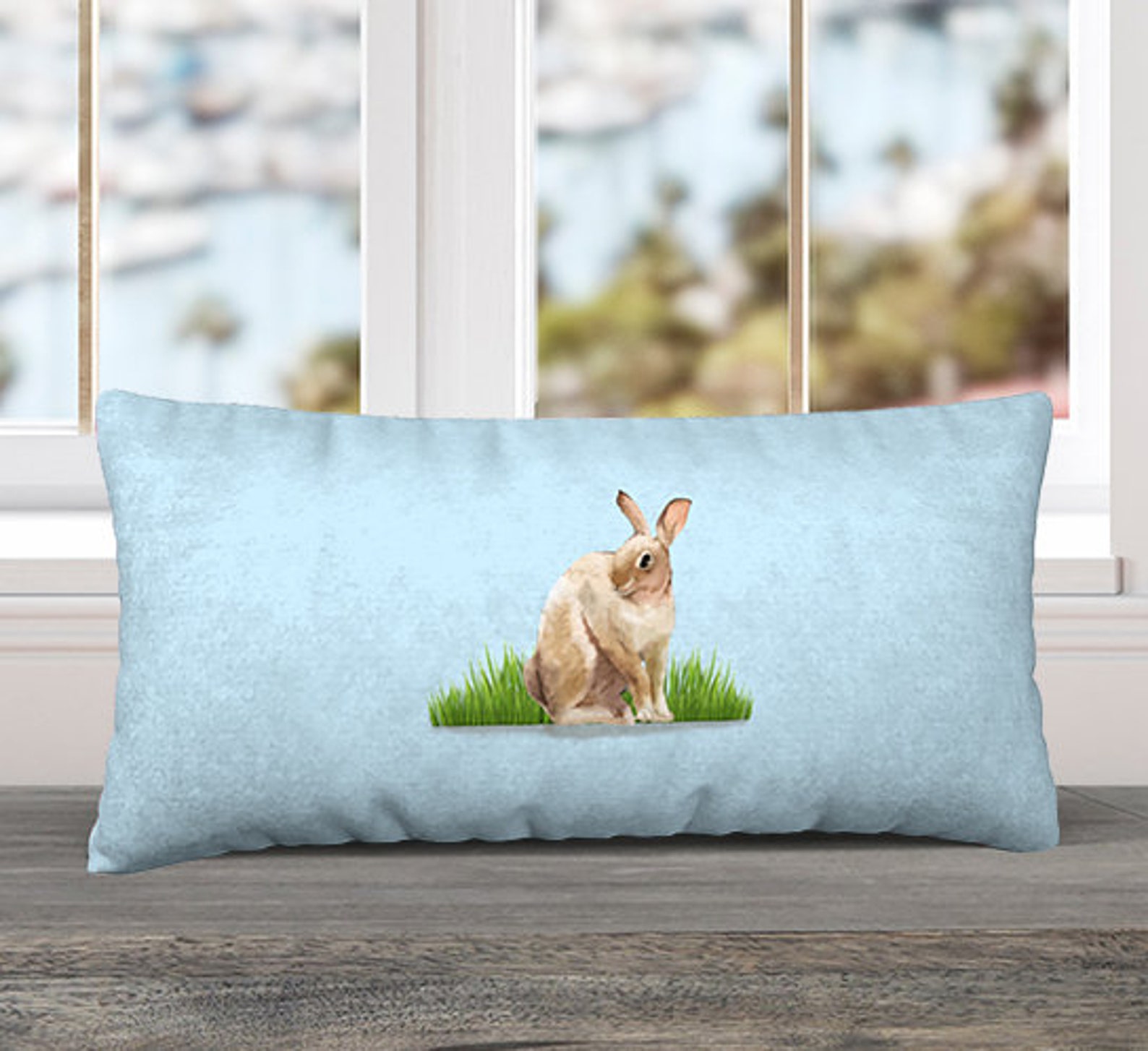 Bunny Rabbit Pillow Cover Throw Cushion Nursery Pale Etsy