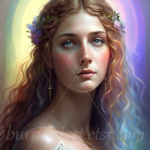 Iris Digital download - Goddess of the Rainbow and Messenger of the Gods - Greek Mythology - AI Art Print Printable Image photo PNG