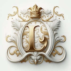 Descarga digital - Letra L Corona sobre fondo blanquecino Monograma de iniciales del alfabeto - Imagen de archivo PNG generada por IA para imprimir
