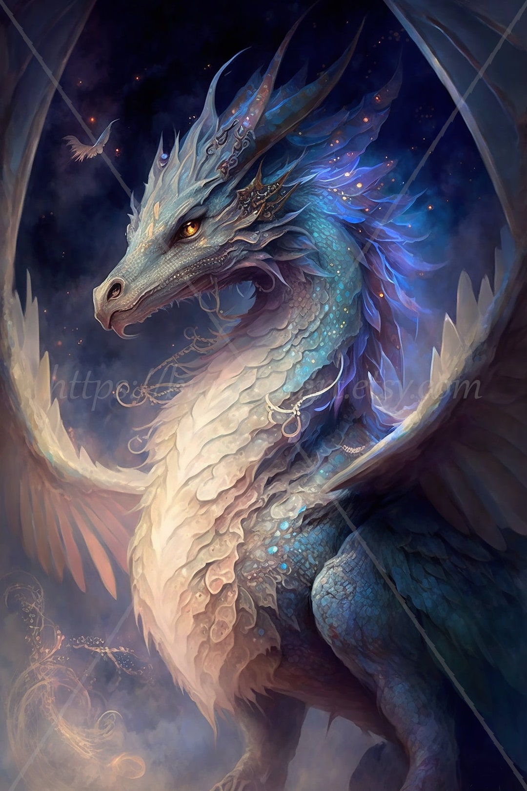 Beautiful Floral Dragon Lover Fantasy Art Cool