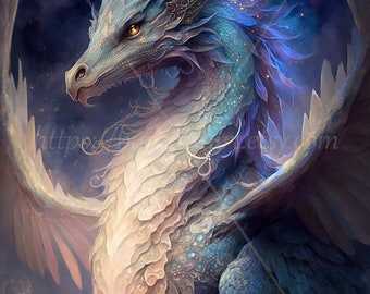 Dragon Digital download - Mythical Medieval Serpents Dragons - AI Art Print Printable Poster Image Stock photo PNG