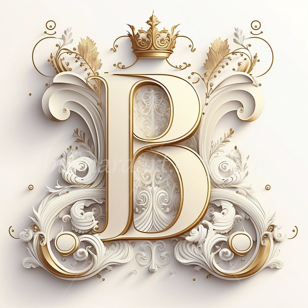 Digital Download Letter B Crown on Whitish Background Alphabet Initials ...
