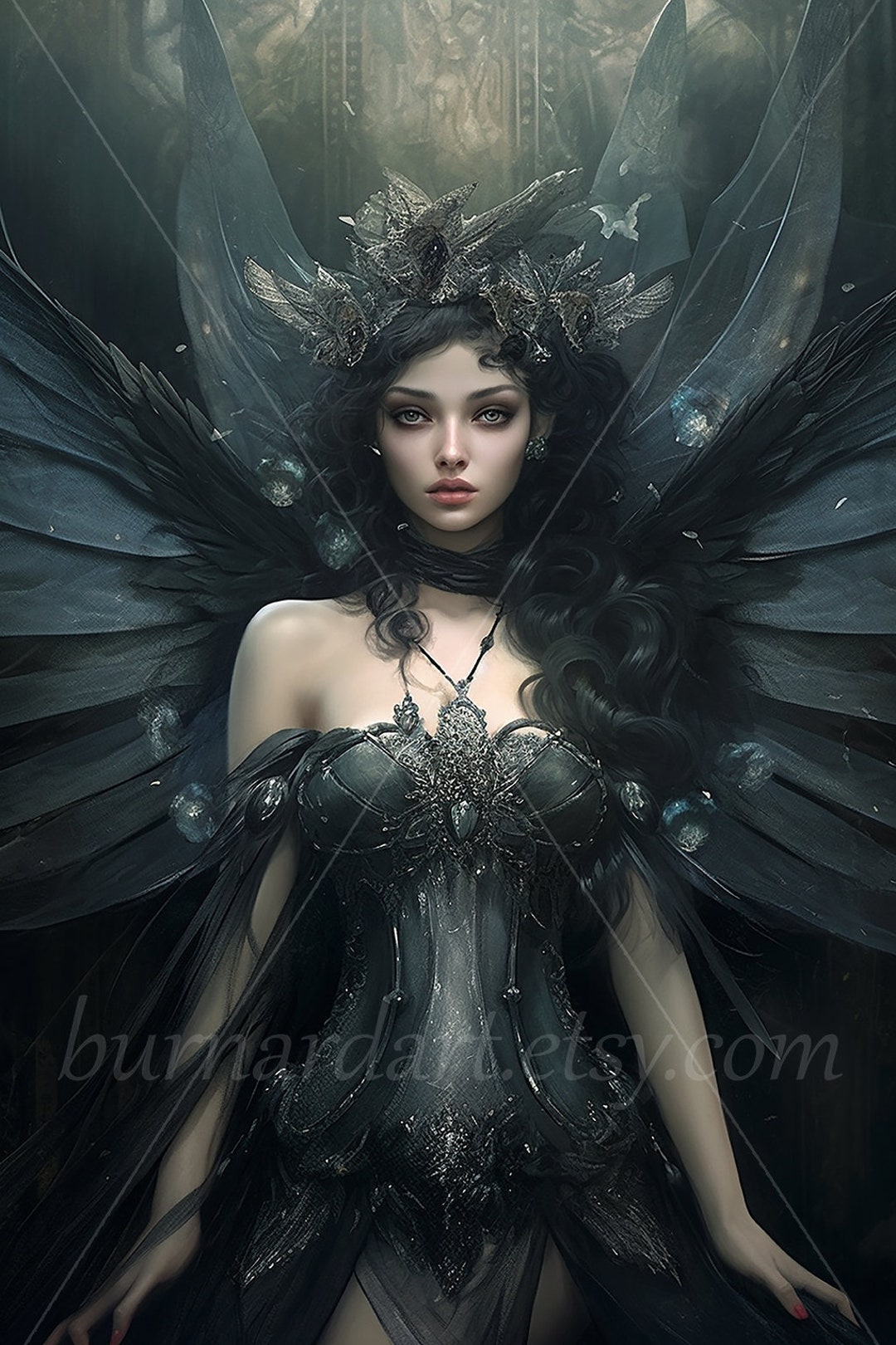 Dark Fairy Digital Download Gothic Fantasy AI Art Print Printable Image ...