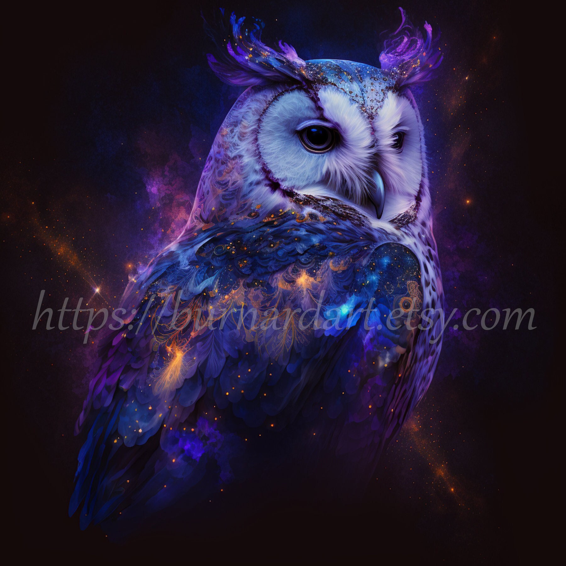 Premium AI Image  Mystical Wise Owl Perched on Cosmic Tree Branch Abstract  Nature Art