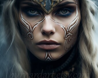 Viking Warrior Woman With War Paint Digital Download - Etsy