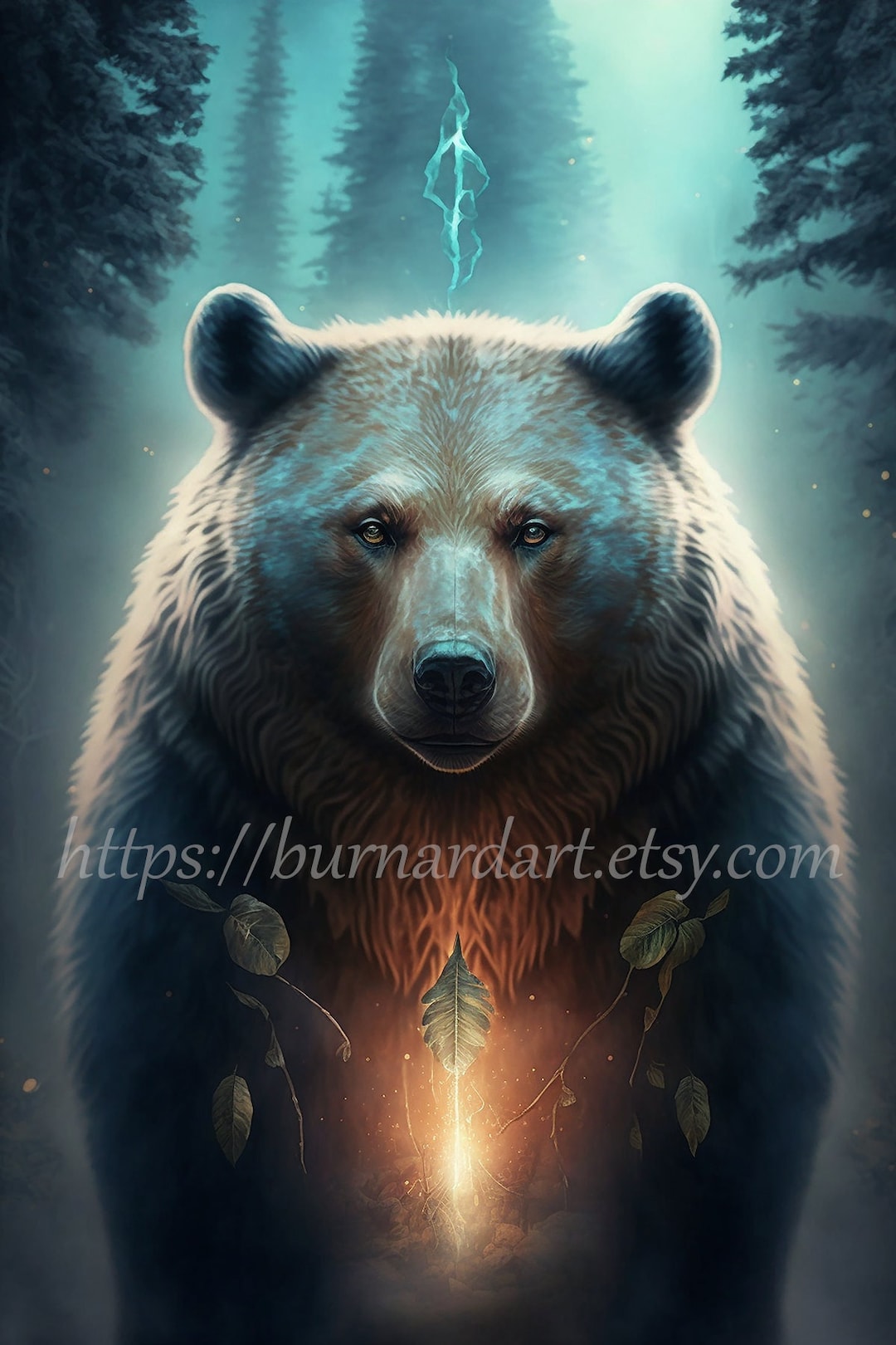 Digital Download Bear Spirit Animal AI Generated Art Print Printable